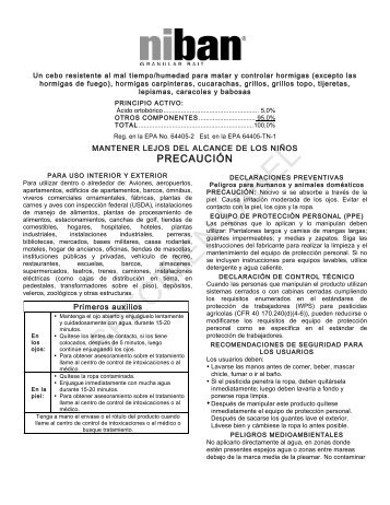 Niban Spec Label_12-10_SP_M format - Nisus Corporation