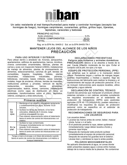 Niban Spec Label_12-10_SP_M format - Nisus Corporation