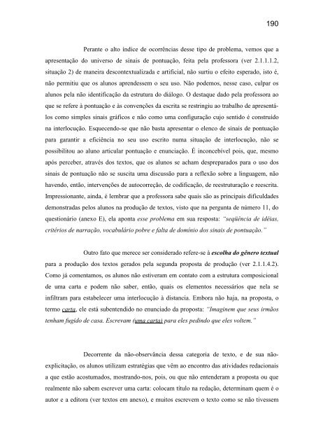 o ensino/aprendizagem da produção textual na quinta série