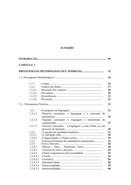 o ensino/aprendizagem da produção textual na quinta série