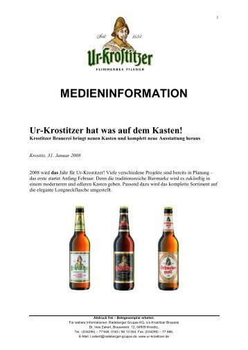 MEDIENINFORMATION - Radeberger Gruppe KG