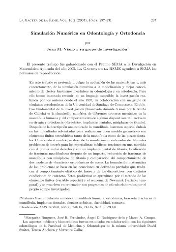 Simulación Numérica en Odontolog´ıa y Ortodoncia