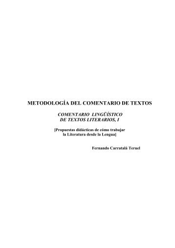 METODOLOGÍA DEL COMENTARIO DE TEXTOS - Wikicervan