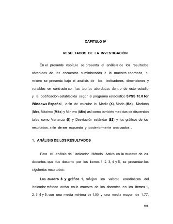 CAPITULO IV RESULTADOS DE LA INVESTIGACIÓN En el ... - URBE