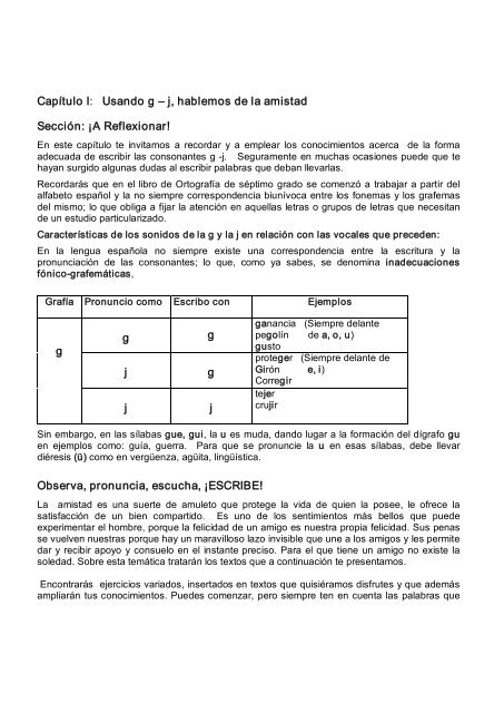 Capítulo I: Usando g – j, hablemos de la amistad ... - Cubaeduca