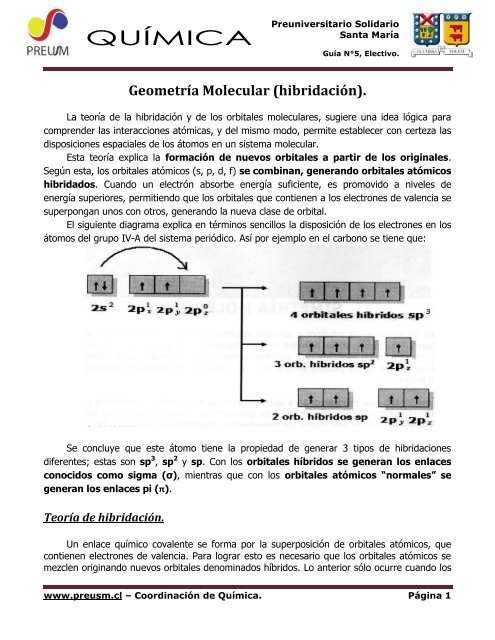Ge 5 Geometria Molecular Pdf Preuniversitario Solidario Santa Maria