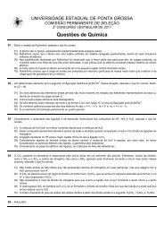 Questões de Química - Universidade Estadual de Ponta Grossa