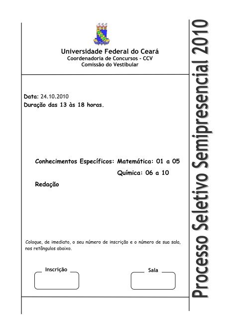 Prova de Matemática e Química - CCV - UFC