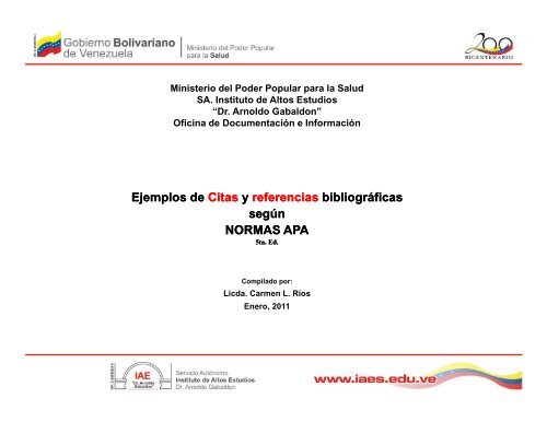 Ejemplos de Citas y referencias referencias bibliográficas según ...