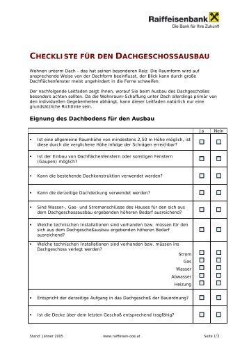 Checkliste für den Dachausbau