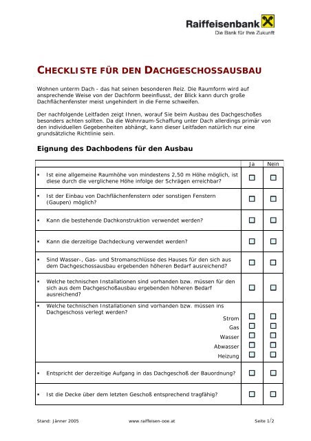 Checkliste für den Dachausbau