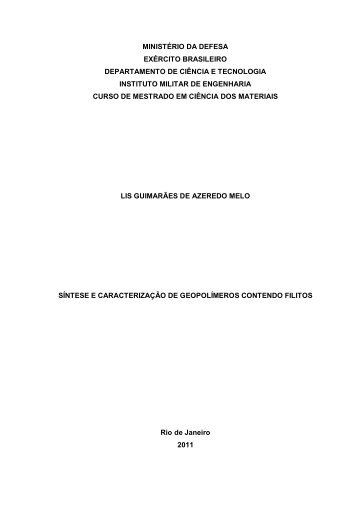 Síntese e caracterização de geopolímeros contendo filitos - IME