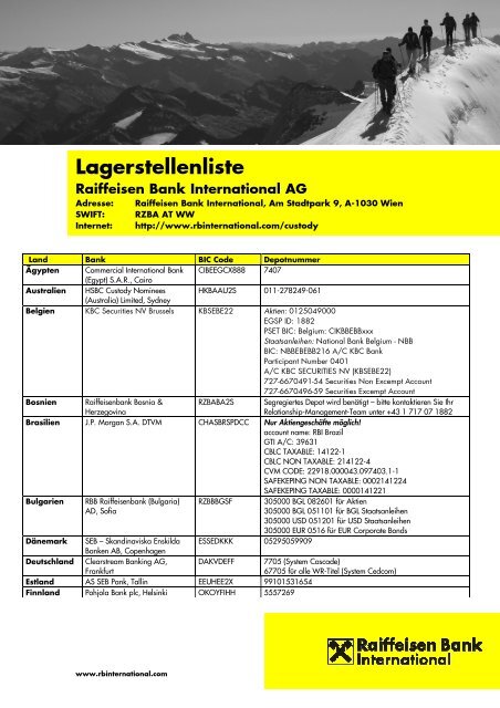 Lagerstellenliste RBI 2012-07-18 - Raiffeisen Bank International AG