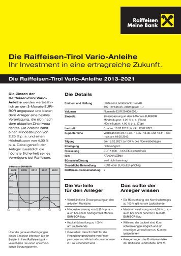 Die Raiffeisen-Tirol Vario-Anleihe Ihr Investment in eine ertragreiche ...