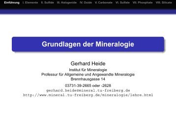 Grundlagen der Mineralogie - Institut für Mineralogie