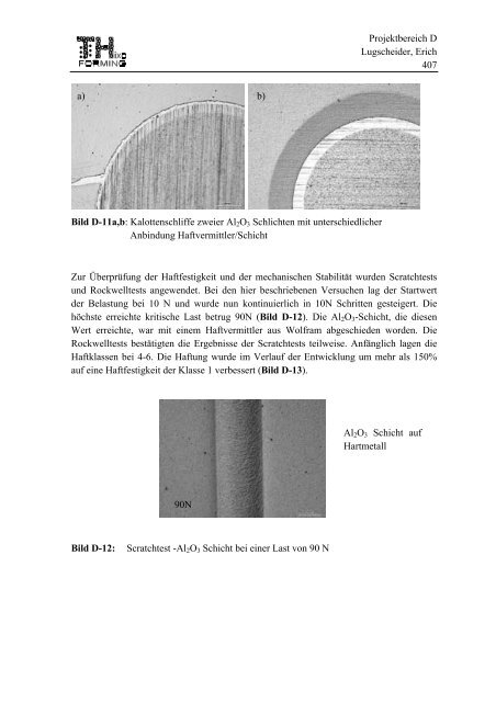 Projektbereich D Lugscheider, Erich 383 Projektbereich D ... - SFB 289