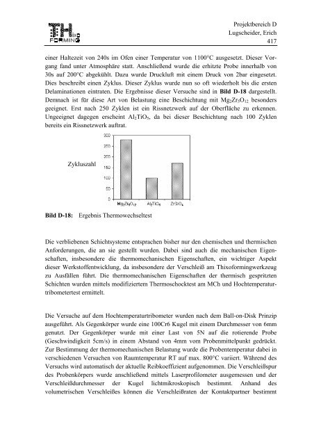 Projektbereich D Lugscheider, Erich 383 Projektbereich D ... - SFB 289