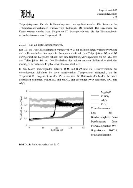 Projektbereich D Lugscheider, Erich 383 Projektbereich D ... - SFB 289