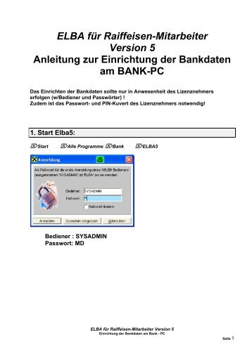 ELBA für Raiffeisen-Mitarbeiter Version 5 Anleitung zur Einrichtung ...
