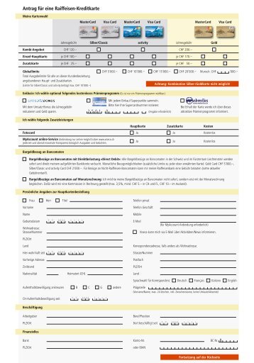 Antrag für eine Raiffeisen-Kreditkarte