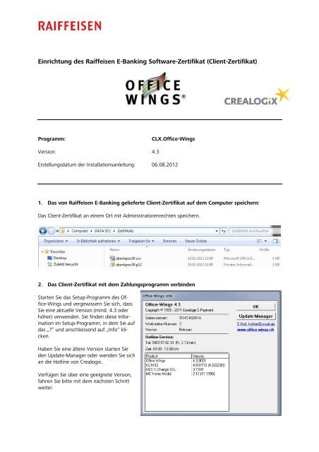 Einrichtung des Raiffeisen E-Banking Software-Zertifikat (Client ...