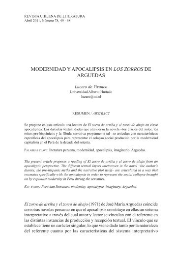 Modernidad y Apocalipsis en los zorros de Arguedas - SciELO