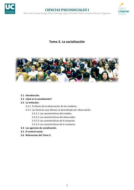 Tema 3. La socialización - OCW Universidad de Cantabria