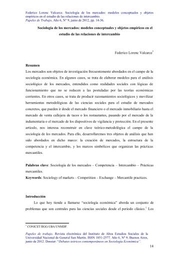 14 Sociología de los mercados: modelos conceptuales y objetos ...