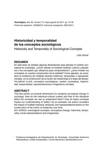 Historicidad y temporalidad de los conceptos sociológicos - Revista ...