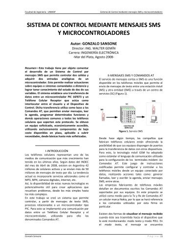 sistema de control mediante mensajes sms y microcontroladores