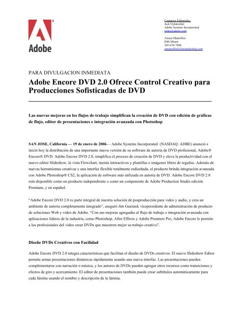 Adobe Encore DVD 2.0 Ofrece Control Creativo para Producciones ...