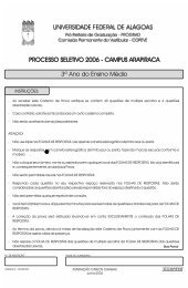 PROCESSO SELETIVO 2006 - CAMPUS ARAPIRACA 3º ... - Copeve