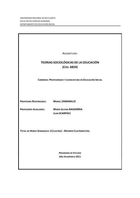 UNIVERSIDAD NACIONAL DE RIO CUARTO - Sistema de ...