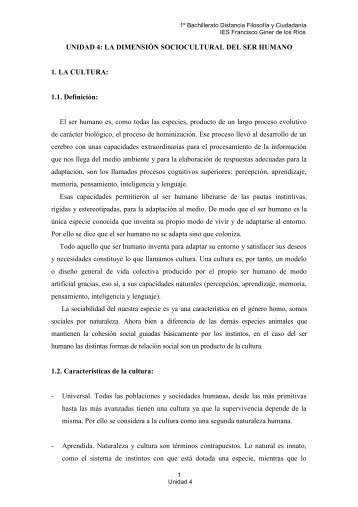 Unidad 4 La dimensión sociocultural del ser humano - adistanciaginer