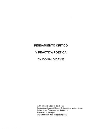 pensamiento critico y practica poetica en donald davie - Universidad ...