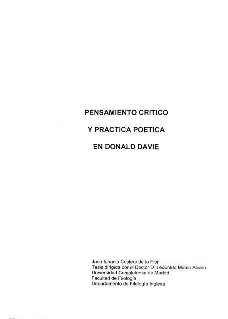 pensamiento critico y practica poetica en donald davie - Universidad ...