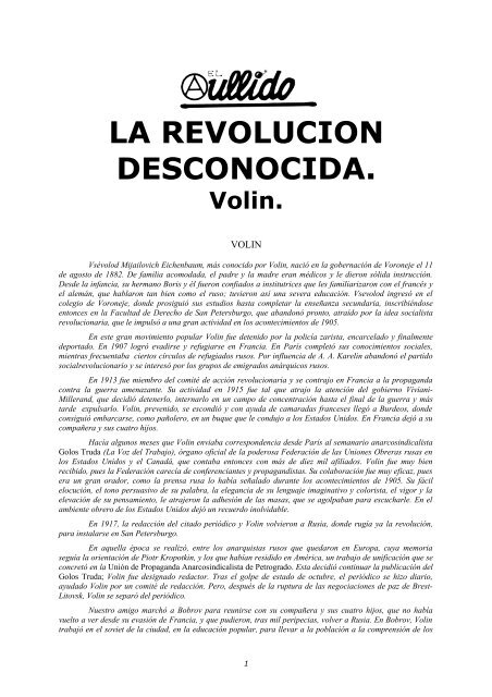 La Revolucion Desconocida _Volin - fondation Besnard