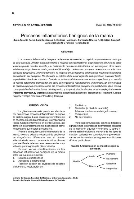 Procesos inflamatorios benignos de la mama - Universidad Austral ...