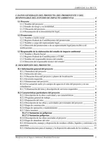 1 I. DATOS GENERALES DEL PROYECTO, DEL ... - sinat