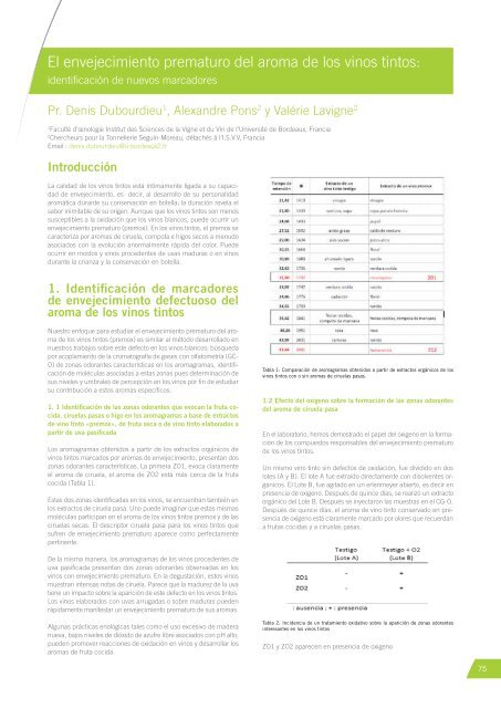 El envejecimiento prematuro del aroma de los ... - Projet Vinaromas