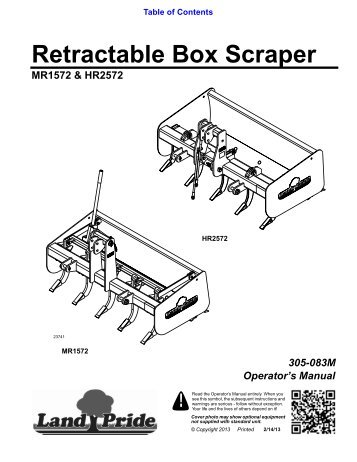 Retractable Box Scraper MR15, HR15, & HR25 - Land Pride