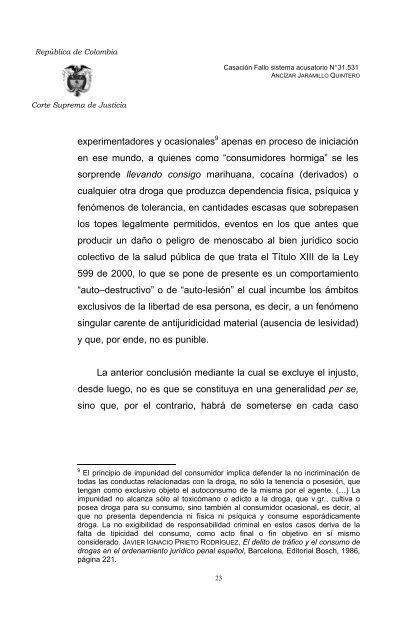 Sentencia sobre estupefacientes - Semana.com