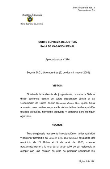 Sentencia contra Salvador Arana - Verdad Abierta