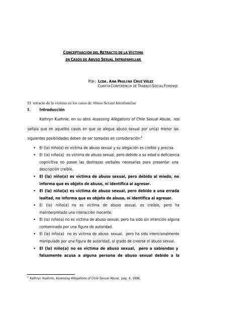 El retracto de la víctima en los casos de Abuso Sexual Intrafamiliar I ...