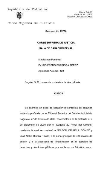 República de Colombia Corte Suprema de Justicia