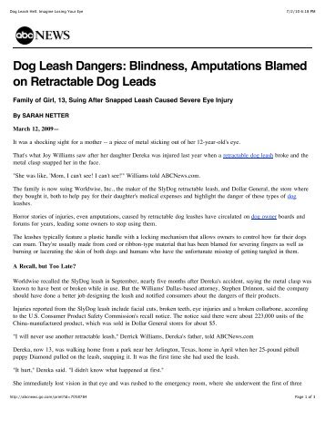 Dog Leash Dangers: Blindness, Amputations Blamed ... - DogsBite.org