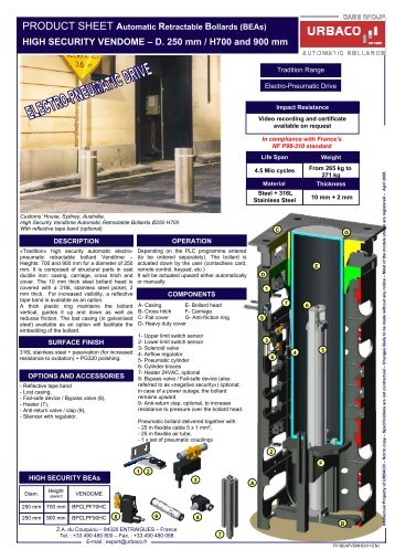 PRODUCT SHEET Automatic Retractable Bollards (BEAs) - Urbaco