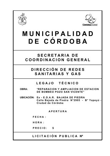 Pliegos de condiciones y especificaciones técnicas - Municipalidad ...