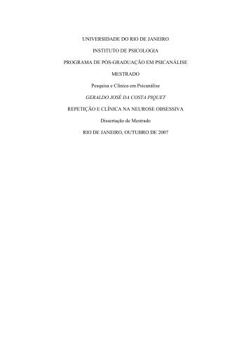 repetição e clínica na neurose obsessiva - pgpsa/uerj