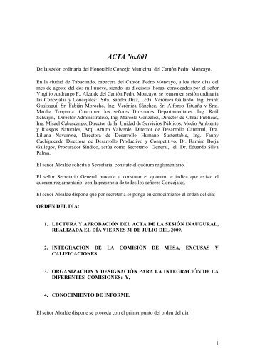 Actas año 2009 Parte 1 - Municipio de Pedro Moncayo